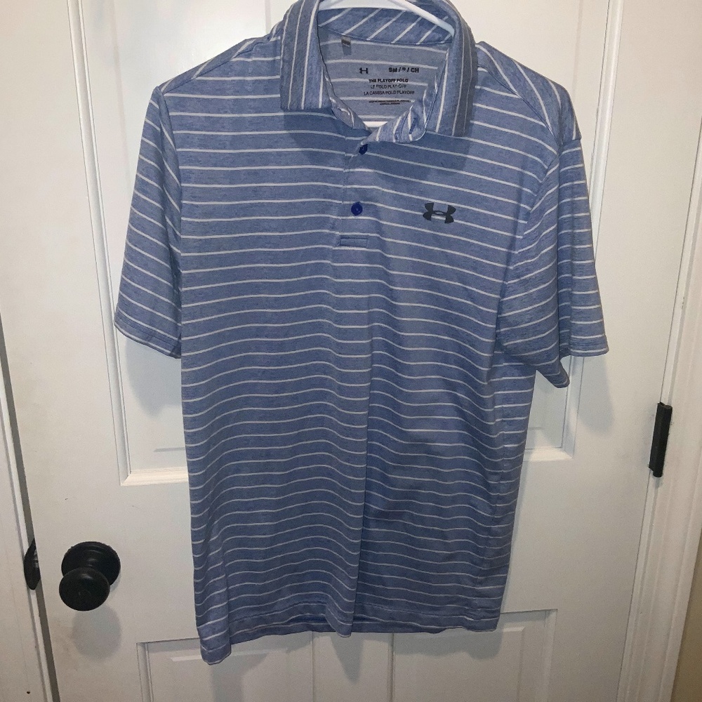 Under Armor Men’s The Playoff Polo Blue/White Stripes